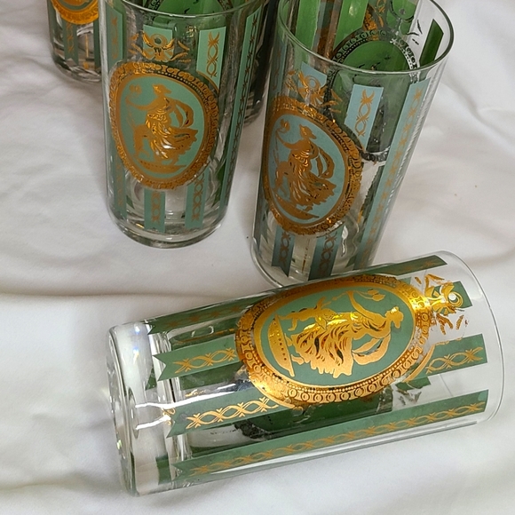 Cera Cora Glass Highball Mid-Century Gold (6)